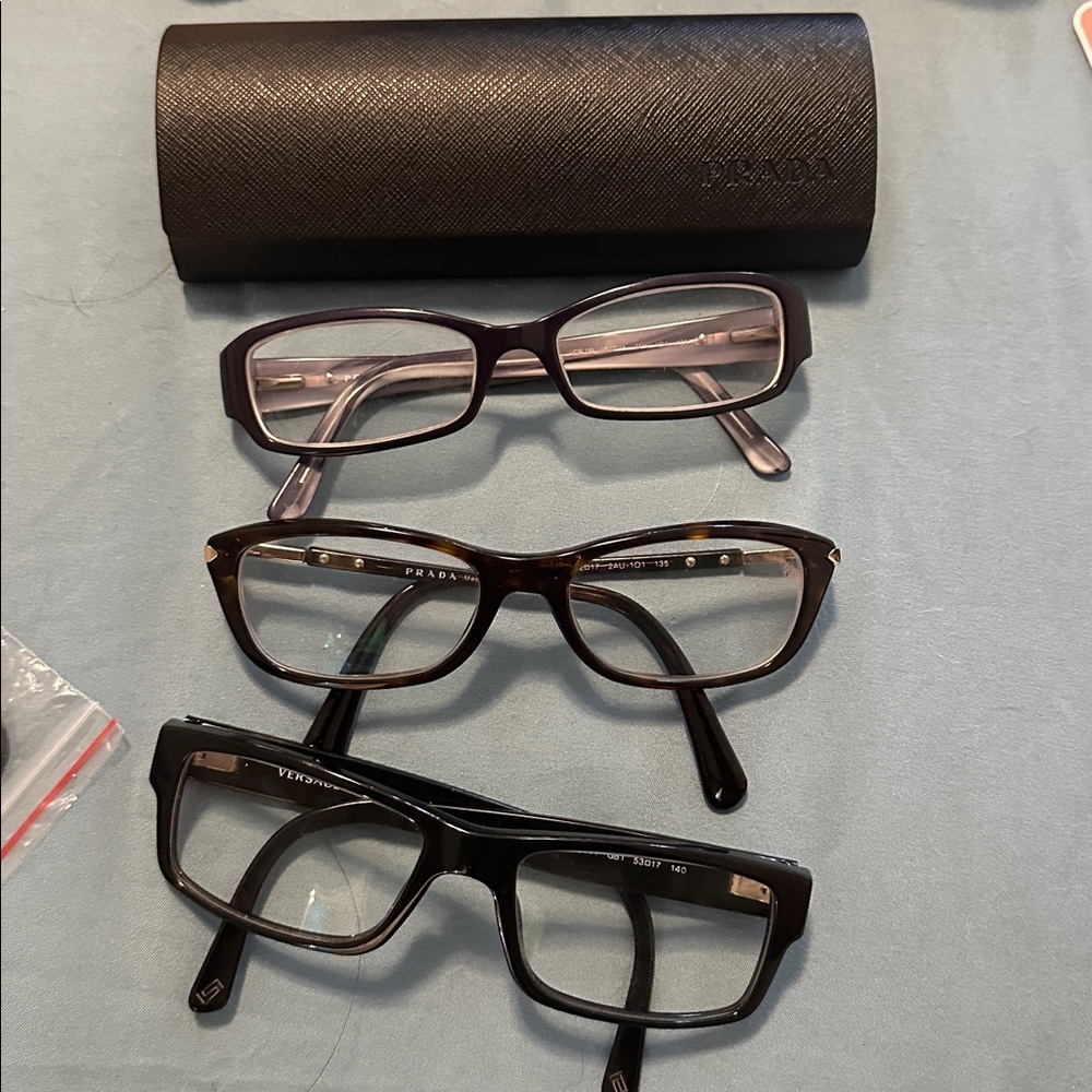 2 Prada glasses with 1 case and box plus Versace bundle
